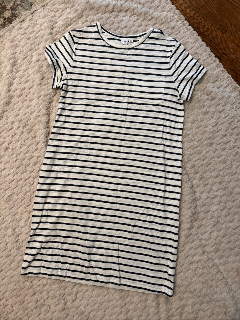 Gap Striped T-Shirt Midi Dress Navy White Small Tall
